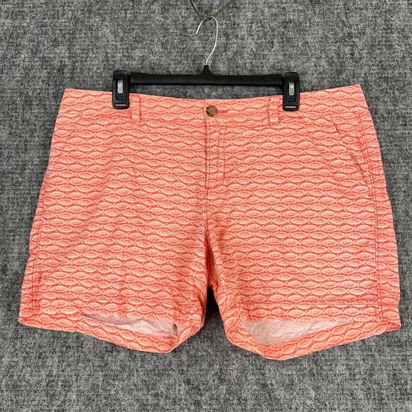 Old Navy Shorts Womens 14 Orange Goldfish Chino 7 Inseam Cotton Prep Casual - Picture 1 of 10